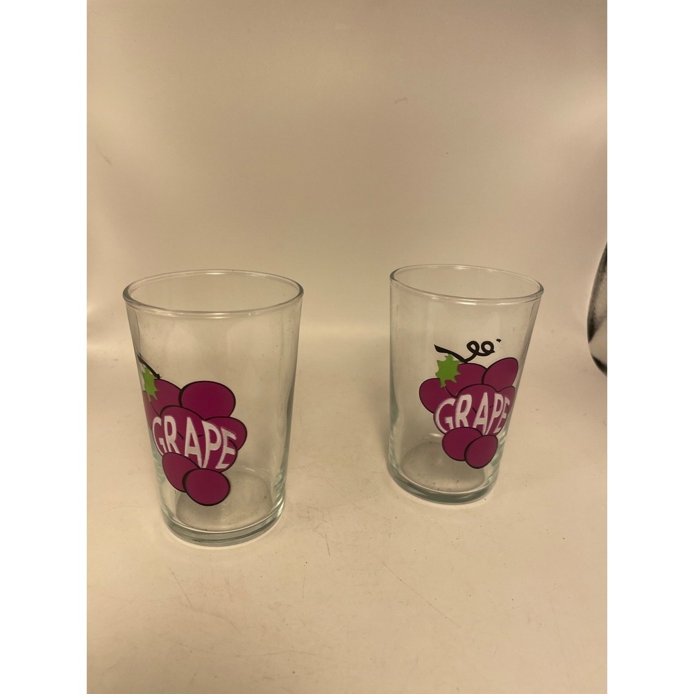 Vtg.‎ KIG Juice Glasses Set Of 2 Grapes Design 8oz.